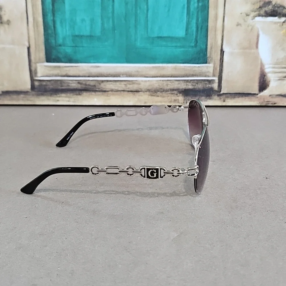 Guess Sunglass Mens Gold Metal Aviator, Brown Tortoise Gradient Frame GF0257 32F